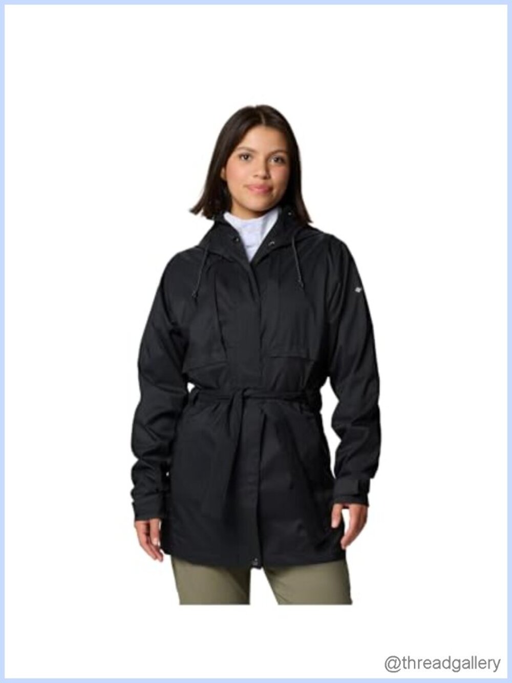 Omni-Shield Trench Coat Hooded Classic Fit Long Sleeve Rain Jacket